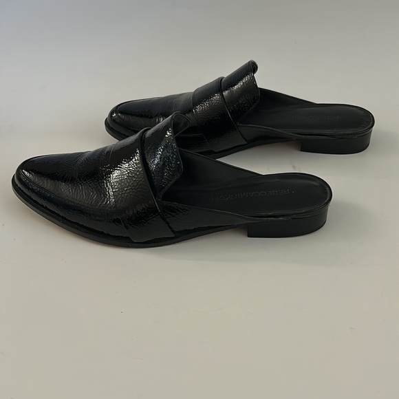 Rebecca Minkoff Black Semi Pointed Toe Patent Leather Slip On Mika Mules 7 M - Picture 4 of 8